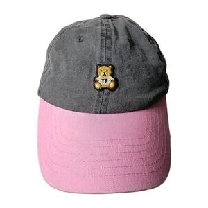 Teddy Fresh gray canvas Hat Bear Logo Cap Adjustable Cotton pink adjustable Prep